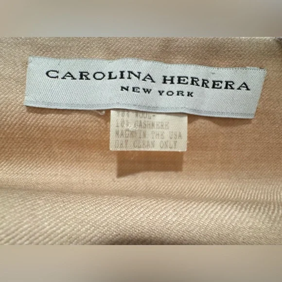 CAROLINA HERRERA—Vintage Taupe/Beige Scarf/Wrap—90% Wool, 10% Cashmere - Picture 2 of 4